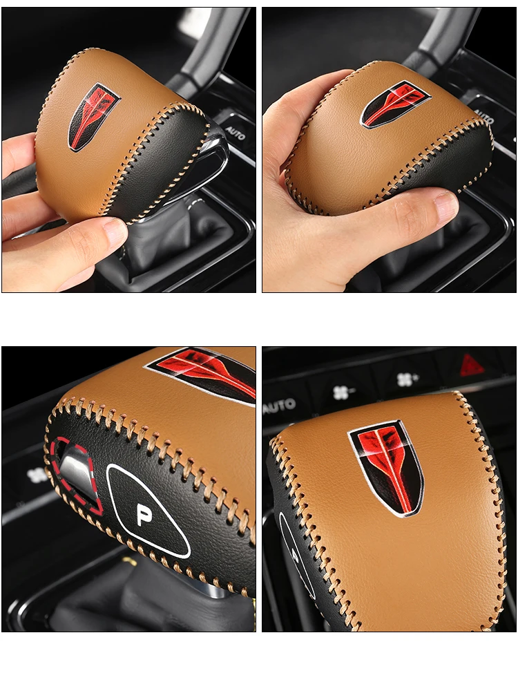 Car Leather Gear Head Protector Shift Knob Cover for Hongqi Hs3 Hs5 Hs7 H6 HQ9 2023 2024 2025 Gear Shift Collars Accessories Kit