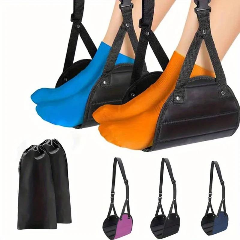 Adjustable Airplane Footrest,Portable Travel Foot Hammock,Leg Rest Sling for Flight,Office,Train & Bus,Breathable Foot Hanger