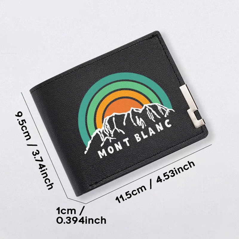 MONT BLANC Rainbow Mountain Design PU-Leder-Geldbörse, minimalistischer, kompakter Business-Stil, langlebig, leicht, Herren-Geldbörse
