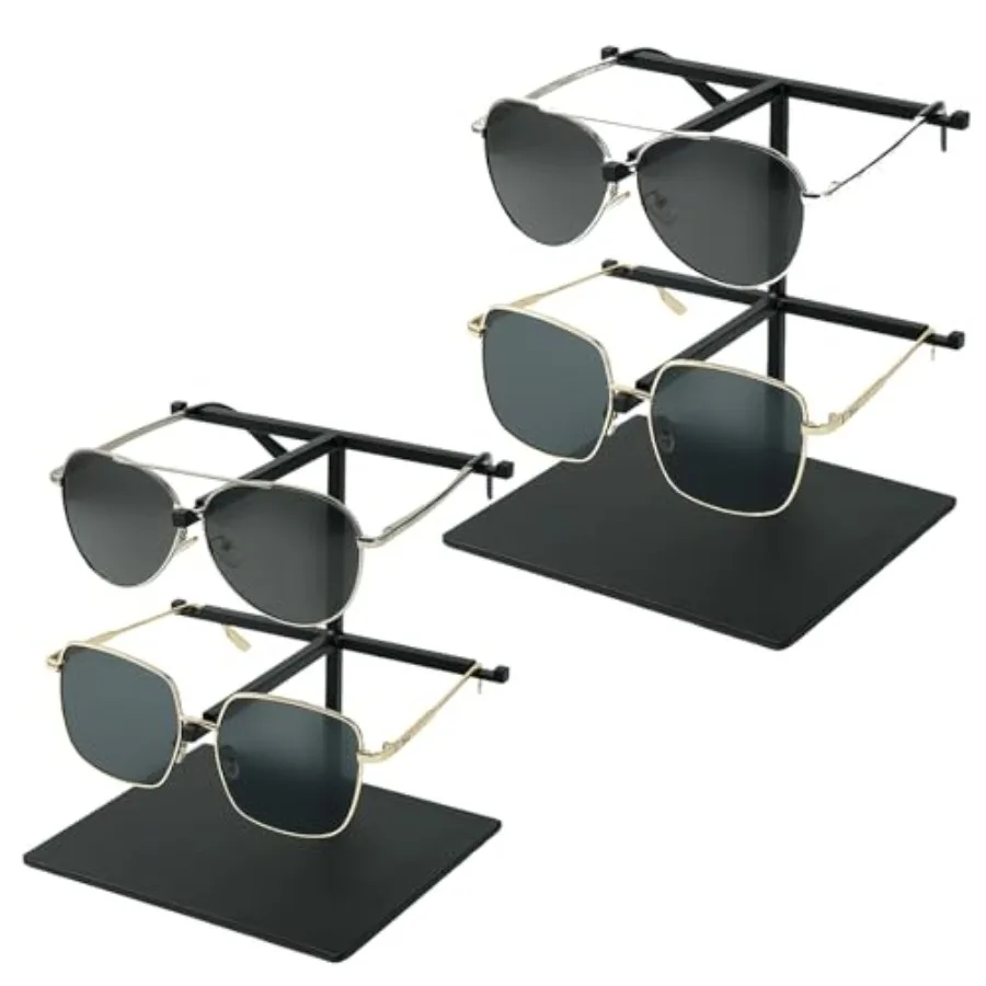 

2-Pack Sunglass Display Stand Black Double-Layer Glasses Organizer Carbon Steel Sunglass Organizer Suitable for Retail Stores a