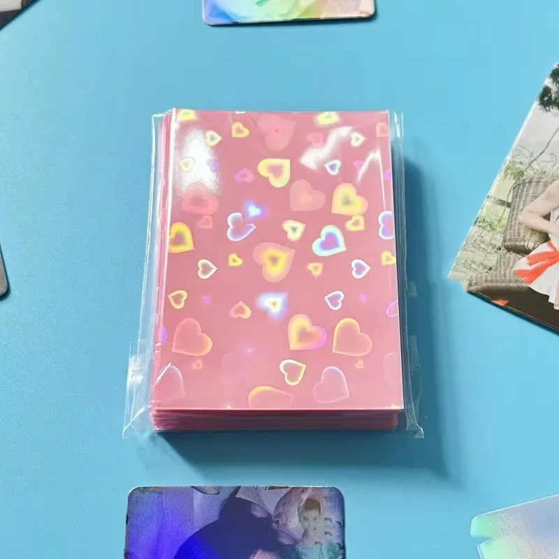 50PCS Heart Sleeves Color Kpop Popcorn Sleeves Photo Card Sleeve Photocard Holder Photo Card Packaging BQ01