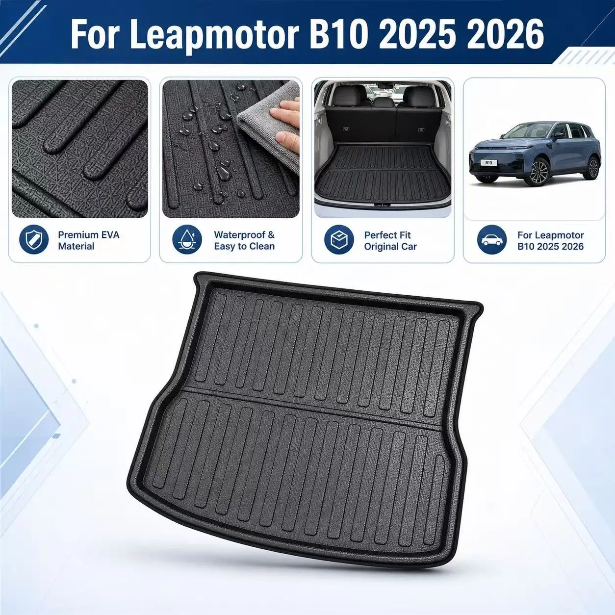 Für Leapmotor B10 Auto Kofferraummatte Kofferraumwanne Bodenbelag Laderaumteppich Gepäckschmutzschutz