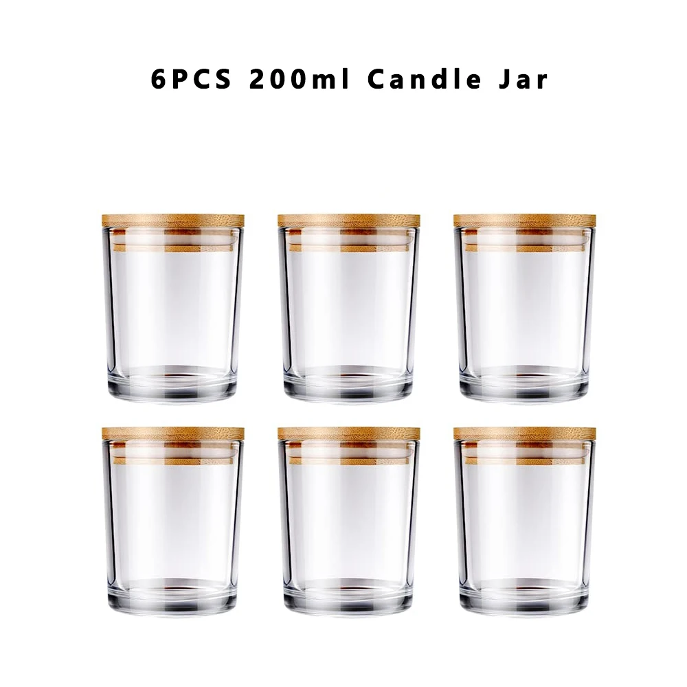 6 Pack Candle Jars with Lids Empty Candle Jars for Making Candles Thick Glass Candle Jars for Hand Candle Making DIY Craft