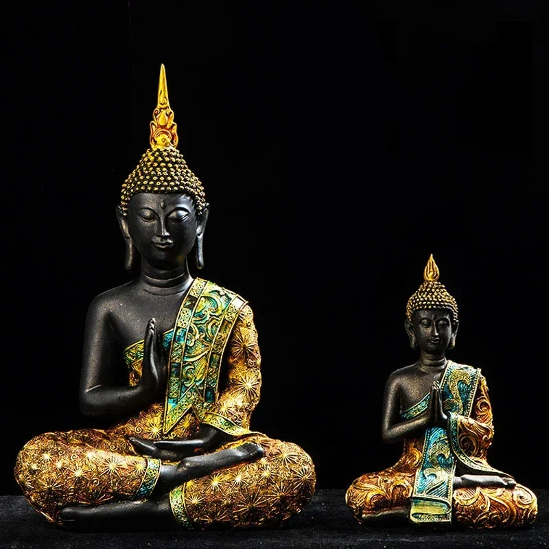 

Large Buddha Statue Thailand Buda Buddha Sculpture Green Resin Handmade Buddhism Hindu Fengshui Figurine Meditation Home Decor