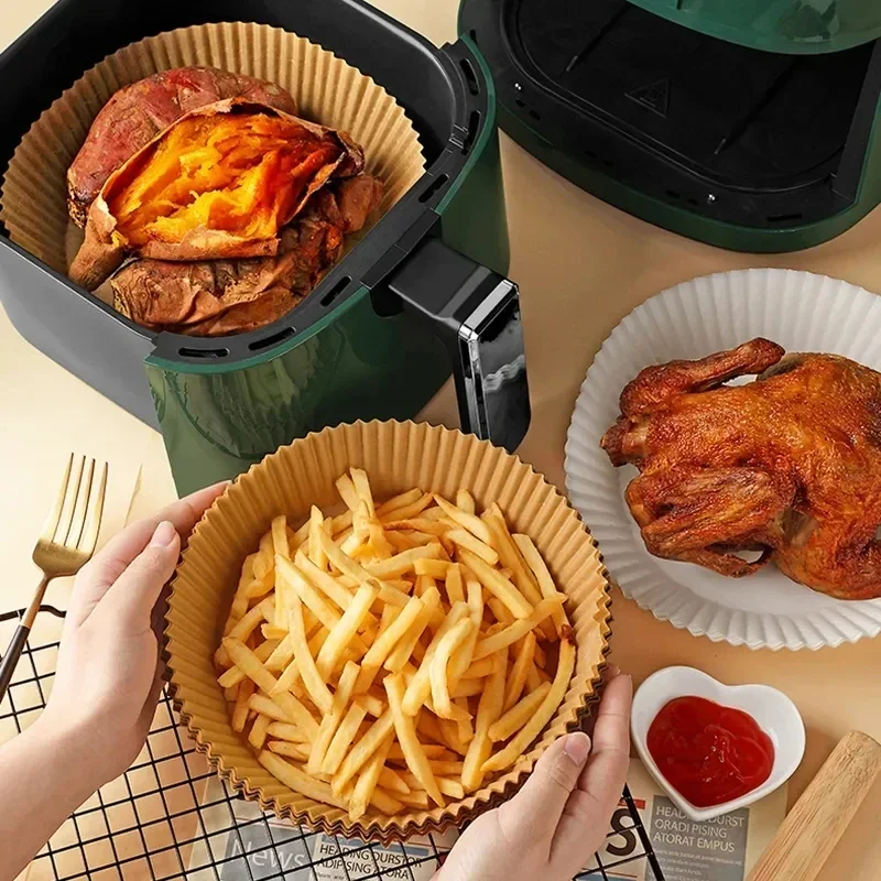 50pcs Air Fryer Disposable Paper Liner Non-Stick Air Fryer Parchment Paper Liners Baking Paper Filters for AirFryer Micro-wave