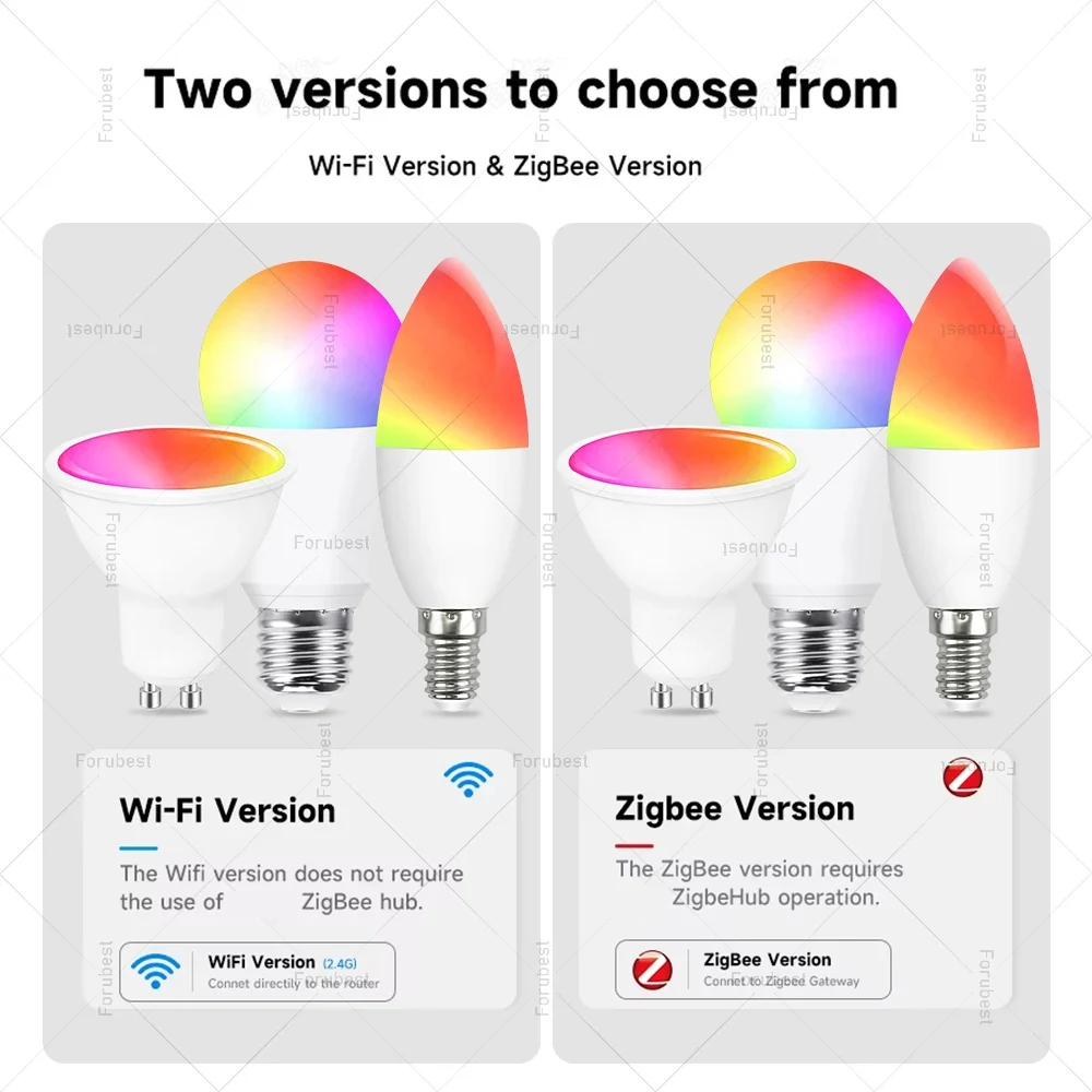 Ewelink E27 GU10 E14 Bulb WiFi Zigbee,Dimmable Light Led Lamp 3000-6500K RGB,Led Light Bulbs Smart Home Automation Support Alexa