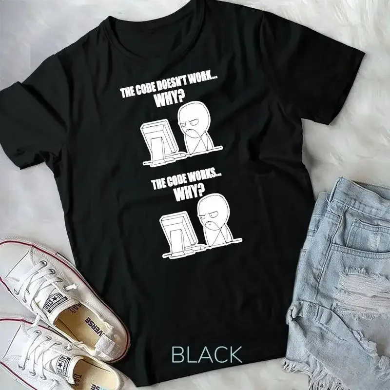 Funny Programmer T Shirt Code Works Why Meme Tee Unisex T shirt