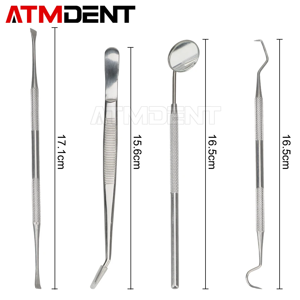 3Pcs Dental Mouth Mirror pinzette in acciaio inossidabile sonda a gomito detergente per denti strumento dentale Kit dentista