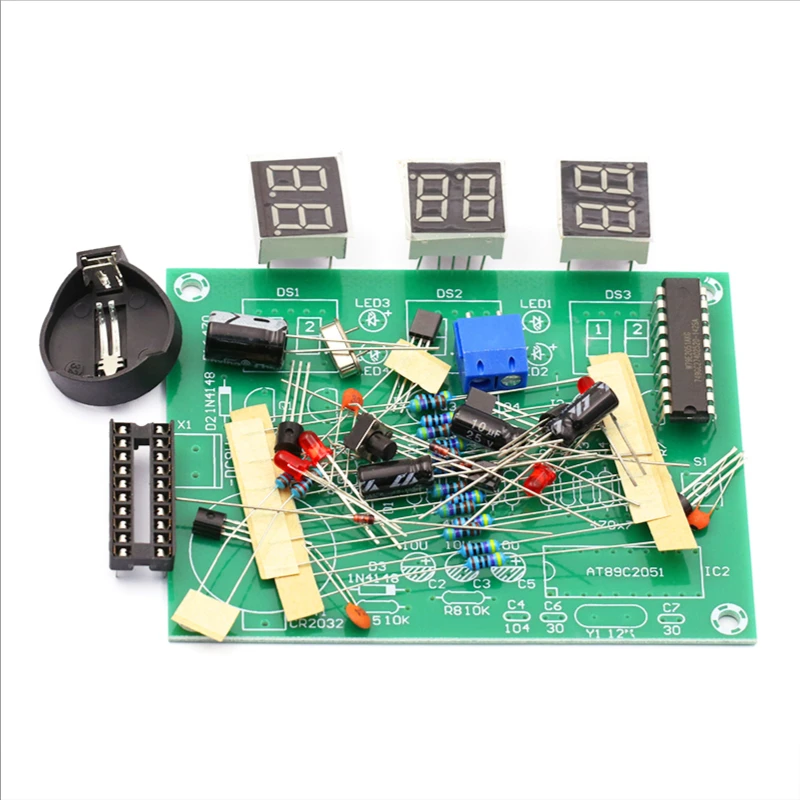 Single-Chip AT89C2051 6-digit Digital Clock Kit 6-digit LED Digital Tube Display DIY Bulk Module