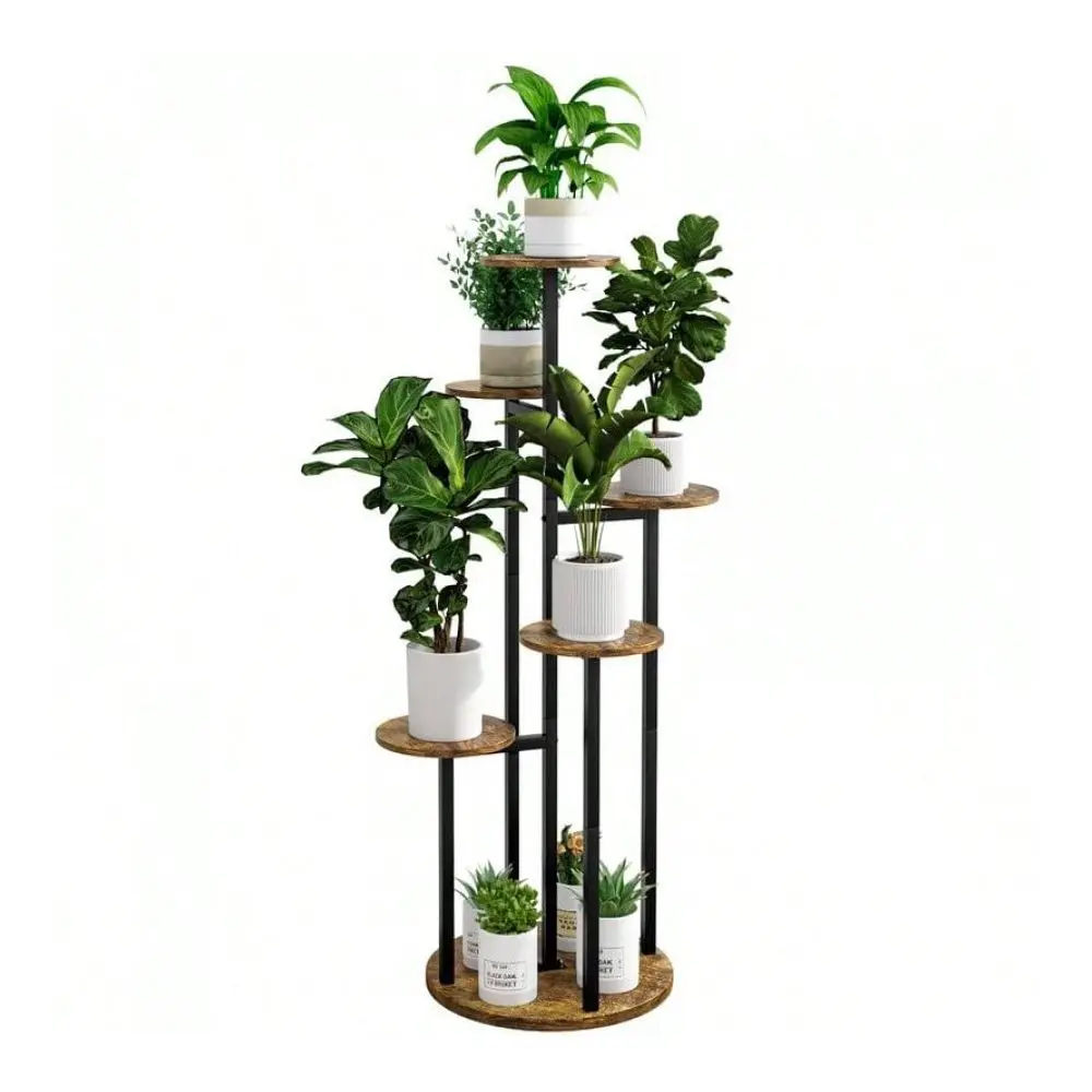 

Stand Indoor 6 Tier 9 Potted Multiple Flower Pot Holder For Patio Garden Balcony Living Room Corner BlackRustic Brown,White Out