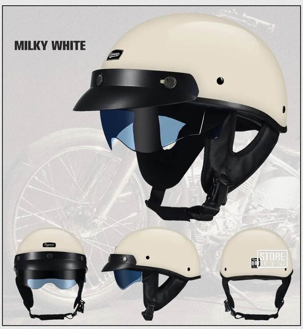 Retro Motorrad Helm DOT Zertifizierung Moto Helm Männer Frauen Halb Helm HD Objektiv Casco Vier Jahreszeiten Reiten Roller Capacetes – Detail 25