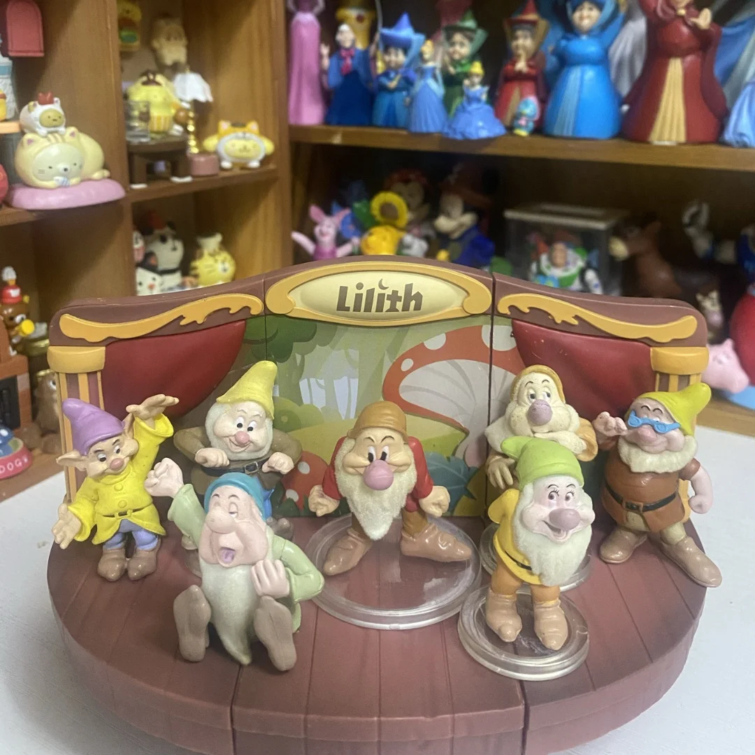 Disney Snow White The Seven Dwarfs Pvc Flocking Cartoon Doll Anime Figurine Model Desktop Ornament Collect Toys Children's Gift