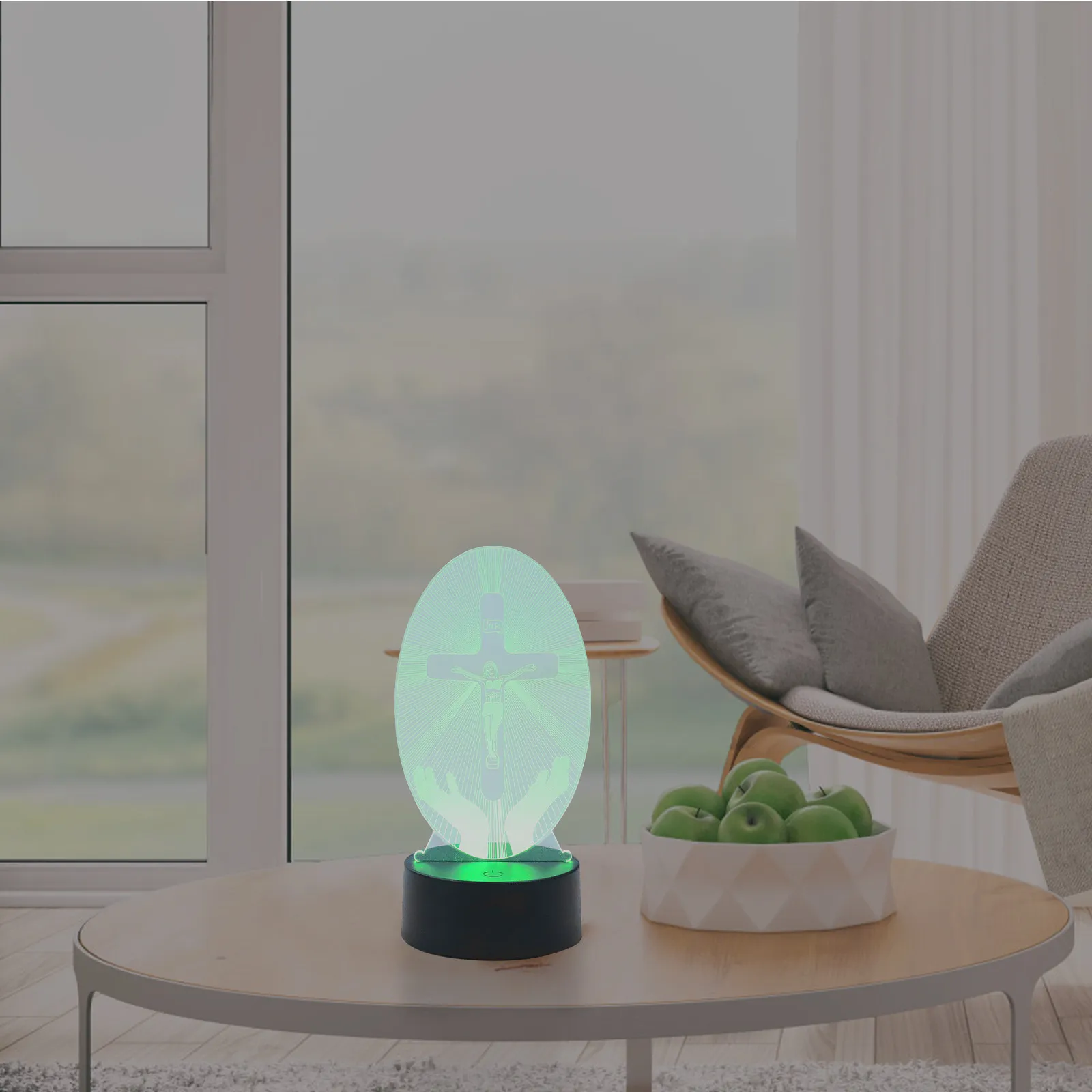 Premium Acrylic 3D Night Light with Cross Jesus Design Warm Glow Desktop Lamp for Indoor Outdoor Use Acrylic 3D Light view 3