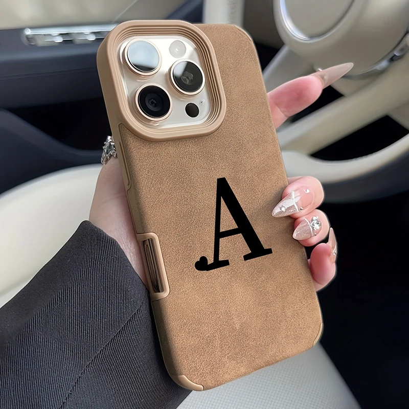 

Letter A Print Suitable for iPhone 16 Pro 16 Plus 16 Pro Max 15 14 13 12 11 XS X XR Soft Phone Case Faux Leather Textured Cover
