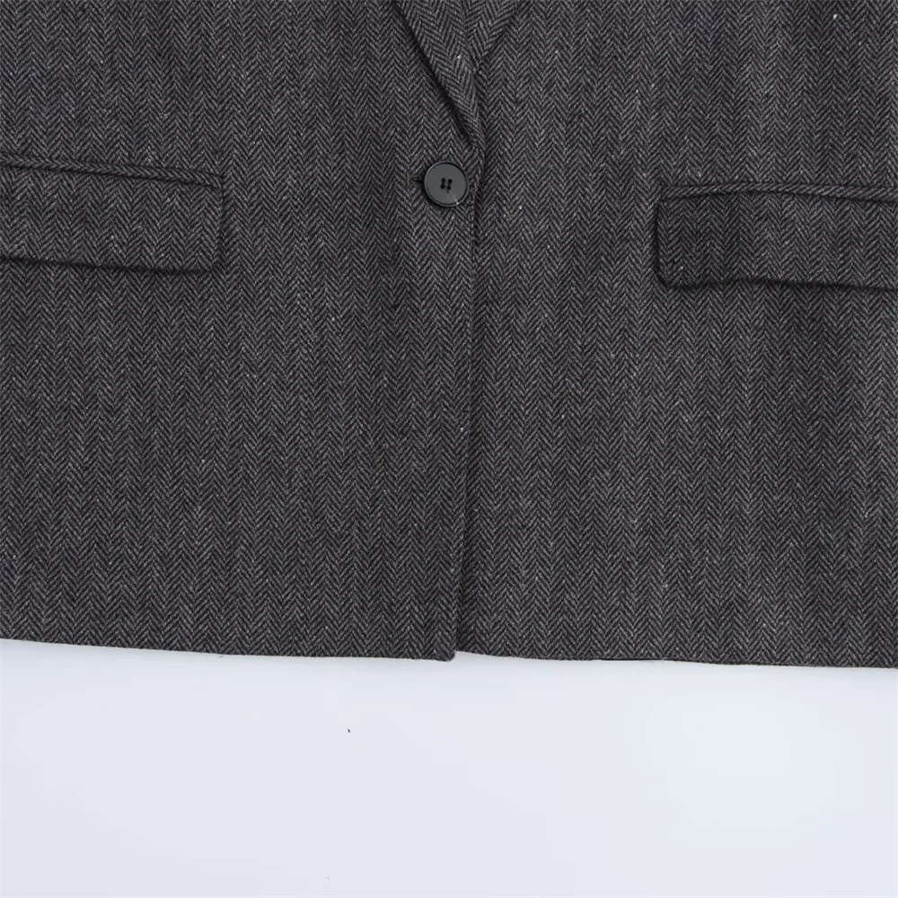 RARF-Veste de costume à double poche pour femme, tube droit alertes onal à chevrons doux, vêtements d'automne et d'hiver, nouveau, 2024