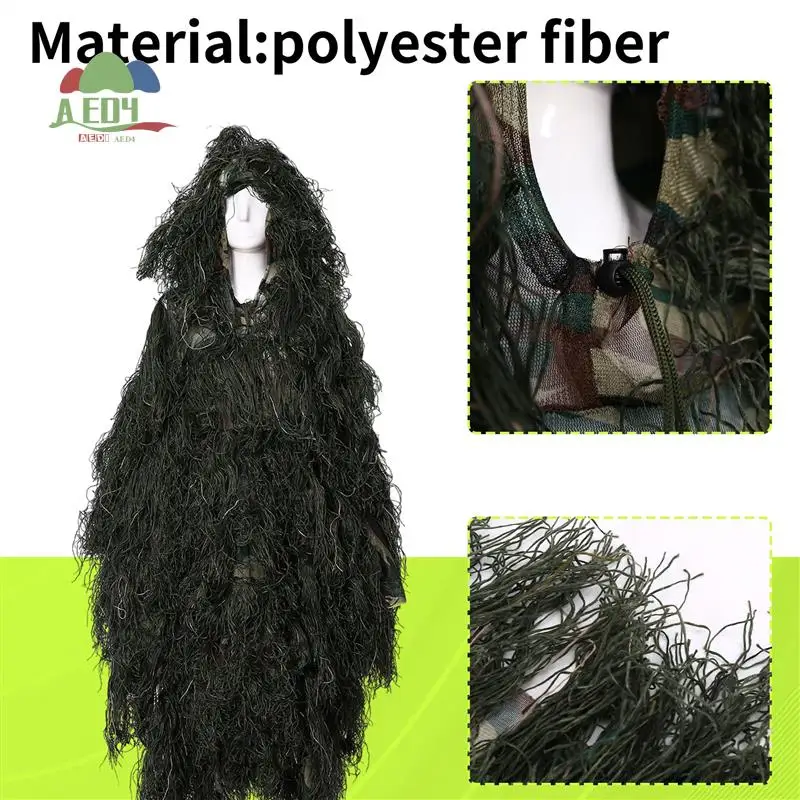 

AED4-плащ для охоты на открытом воздухе для взрослых, маскировочный костюм, одежда для фотосъемки, маскировочная одежда, камуфляжное охотничье пончо для охоты в джунглях