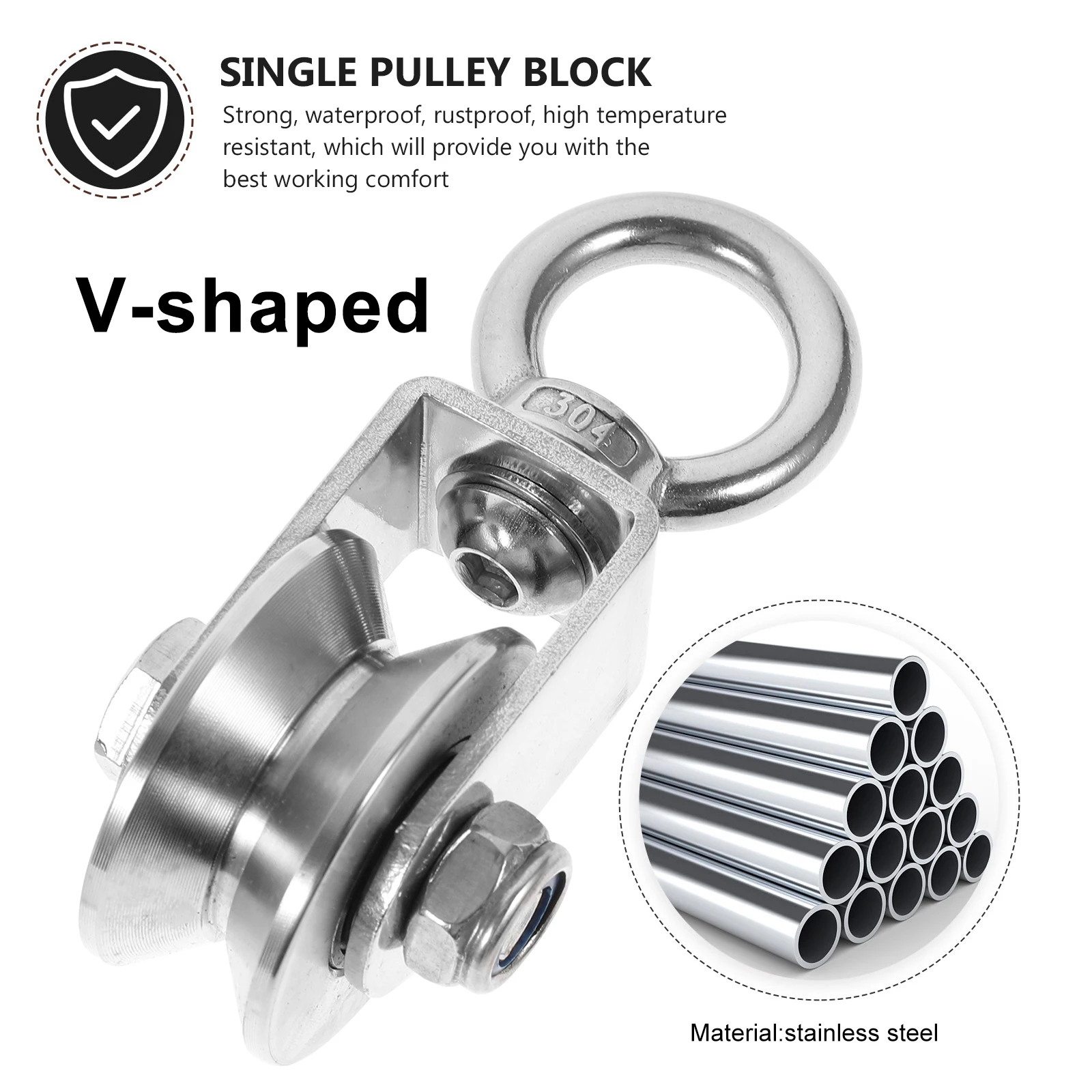 

201 Stainless Steel Heavy Duty Pulley Wheel Strong Cable Rope Lifting Traction V Type Durable Wire Rope Pulley Block Winch