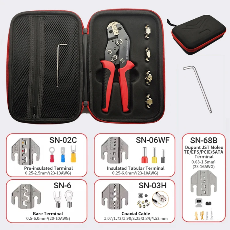 

SN-68B Crimping Tool Set Pressed Pliers Electrician Tools Electrical Terminals Clamp Electronics Press Connector Hand Jaws