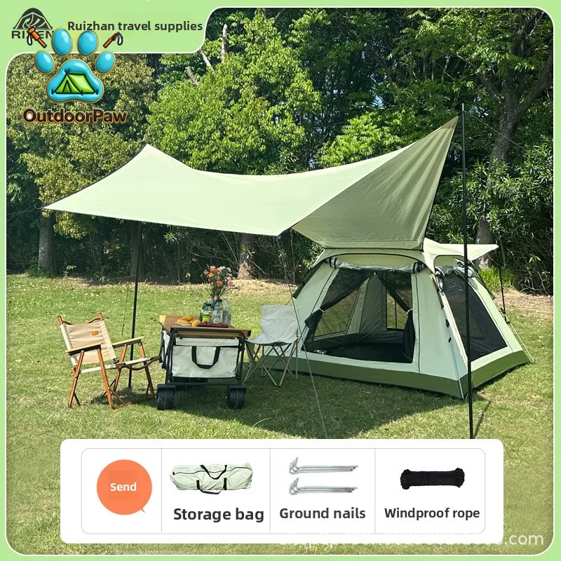 Cross-border hot-selling camping tents for 3-4 people, fully automatic quick-opening outdoor tents, integrated sunscreen