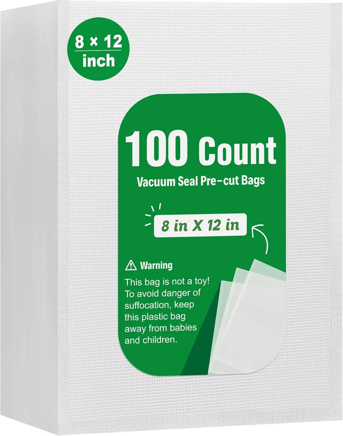 

100 Quart Vacuum Sealer Bags 8x12 inch, Heavy Duty BPA Free, Puncture Resistant, Precut for Easy Use