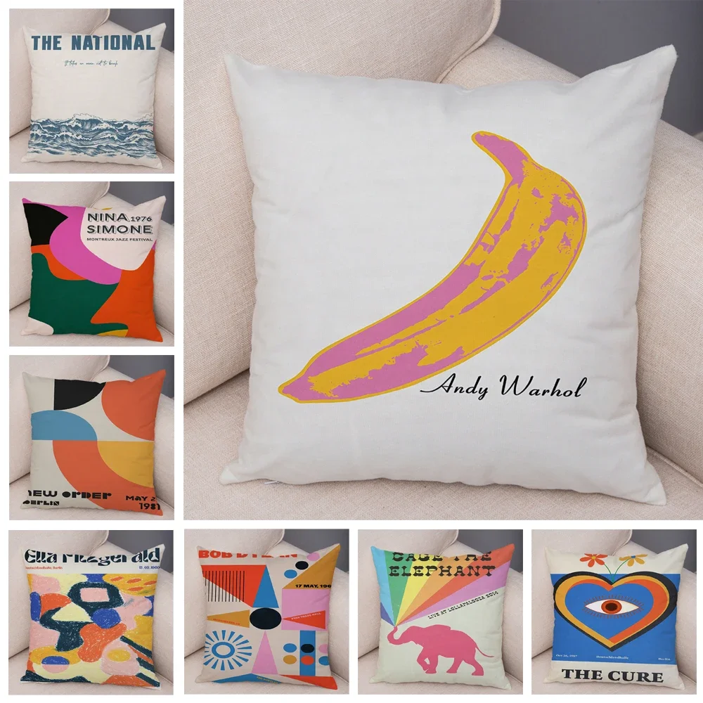 

Music Posters Performed By Various Bands Pillowcase Decor Vintage Beautiful Pillow Case for Sofa Home Plush Throw Cushion Cover