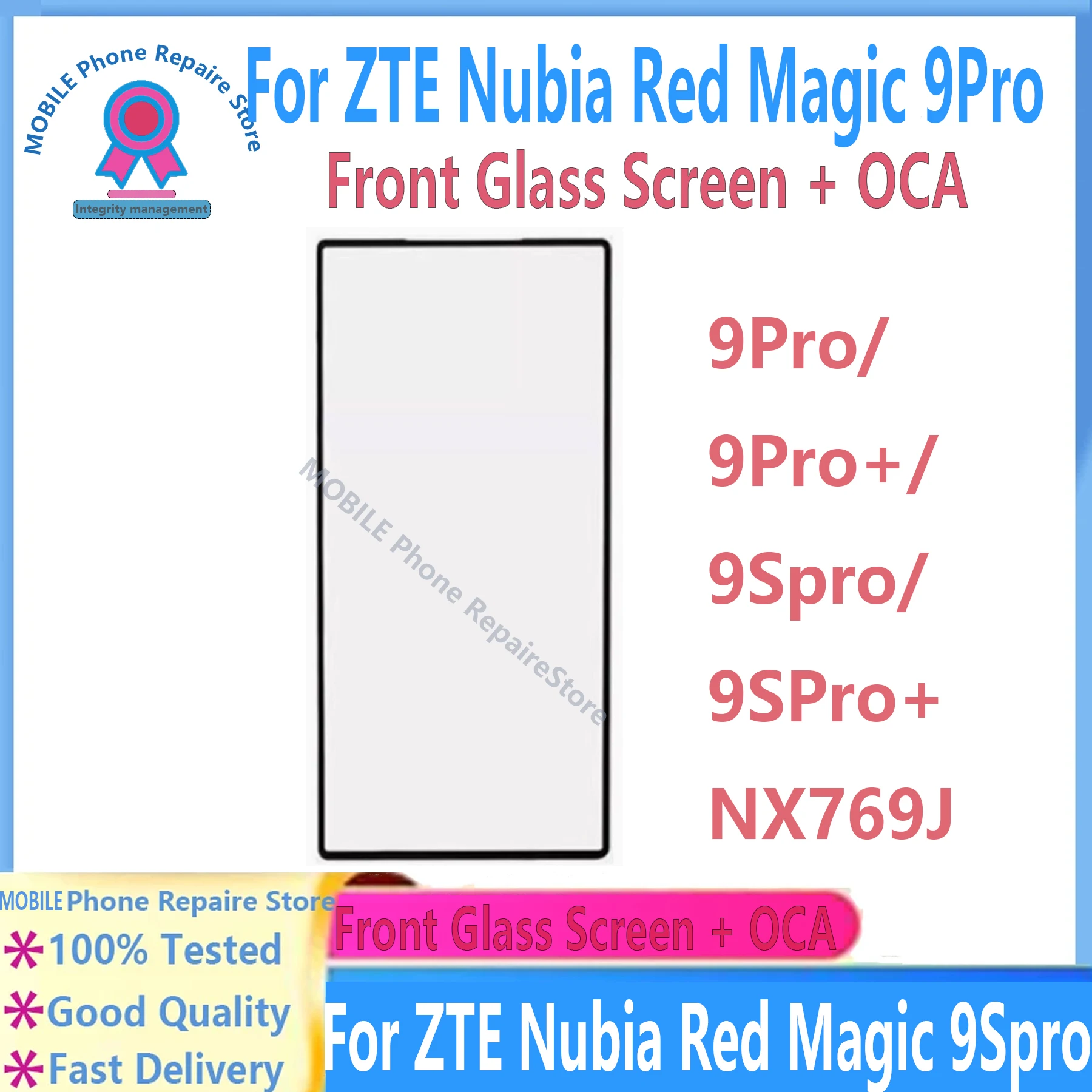 For ZTE Red Magic 9Pro 9Pro+ 9Spro Touch Screen Panel Tablet Front Outer LCD Glass With OCA