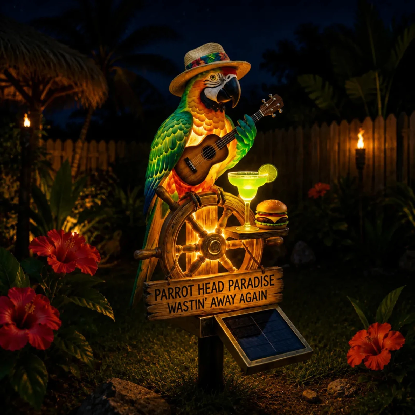 Solar Parrots Garden Light with Auto On/Off Whimsical Decorative Lamp Cute Animal Sculpture Light for Lawn Backyard Pool Party