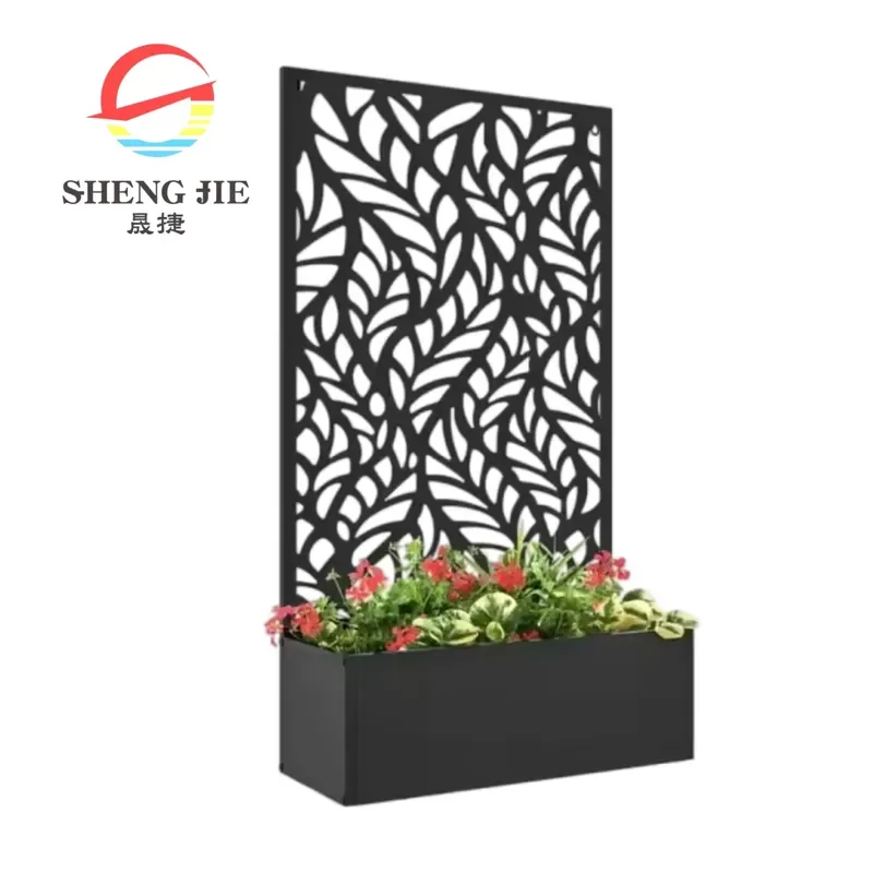 Garden Flower Planter Outdoor Decorative Aluminum Planter Box with Privacy Screen