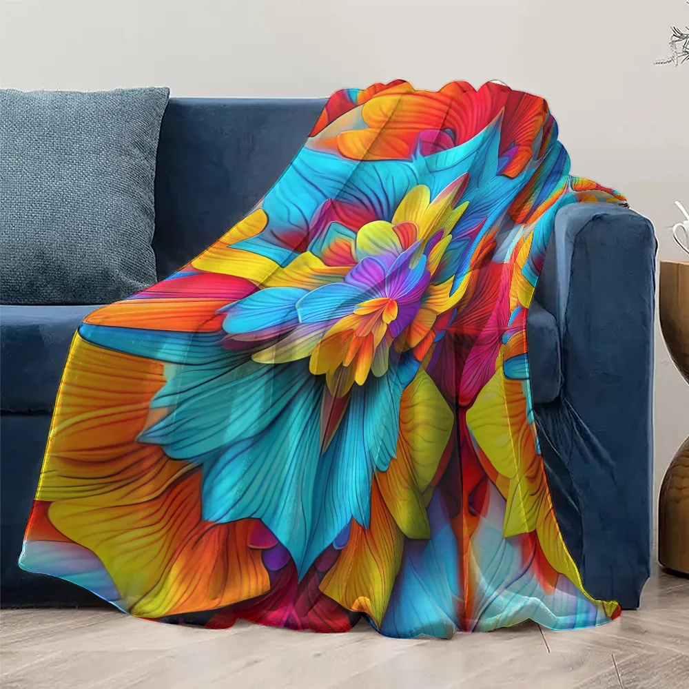 생생하고 다채로운 추상 꽃무늬 프린트 담요 소파 침대 커버 장식용 담요 선물 아이디어