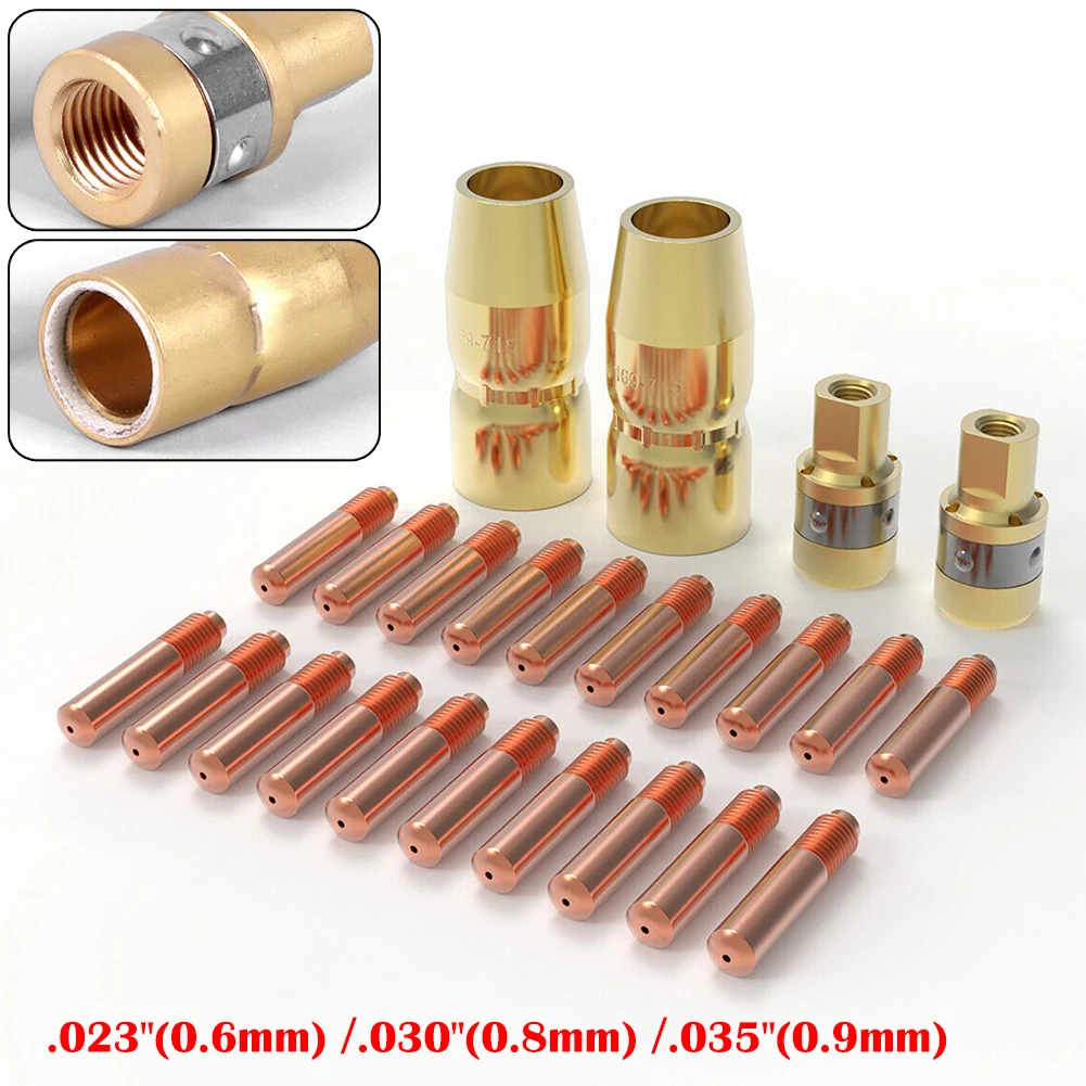 24 шт., комплект аксессуаров для сварочной горелки MIG, насадки, диффузоры, насадки для Miller M-100/150, для Hobart H-9/10, сварочная часть YESWELDER