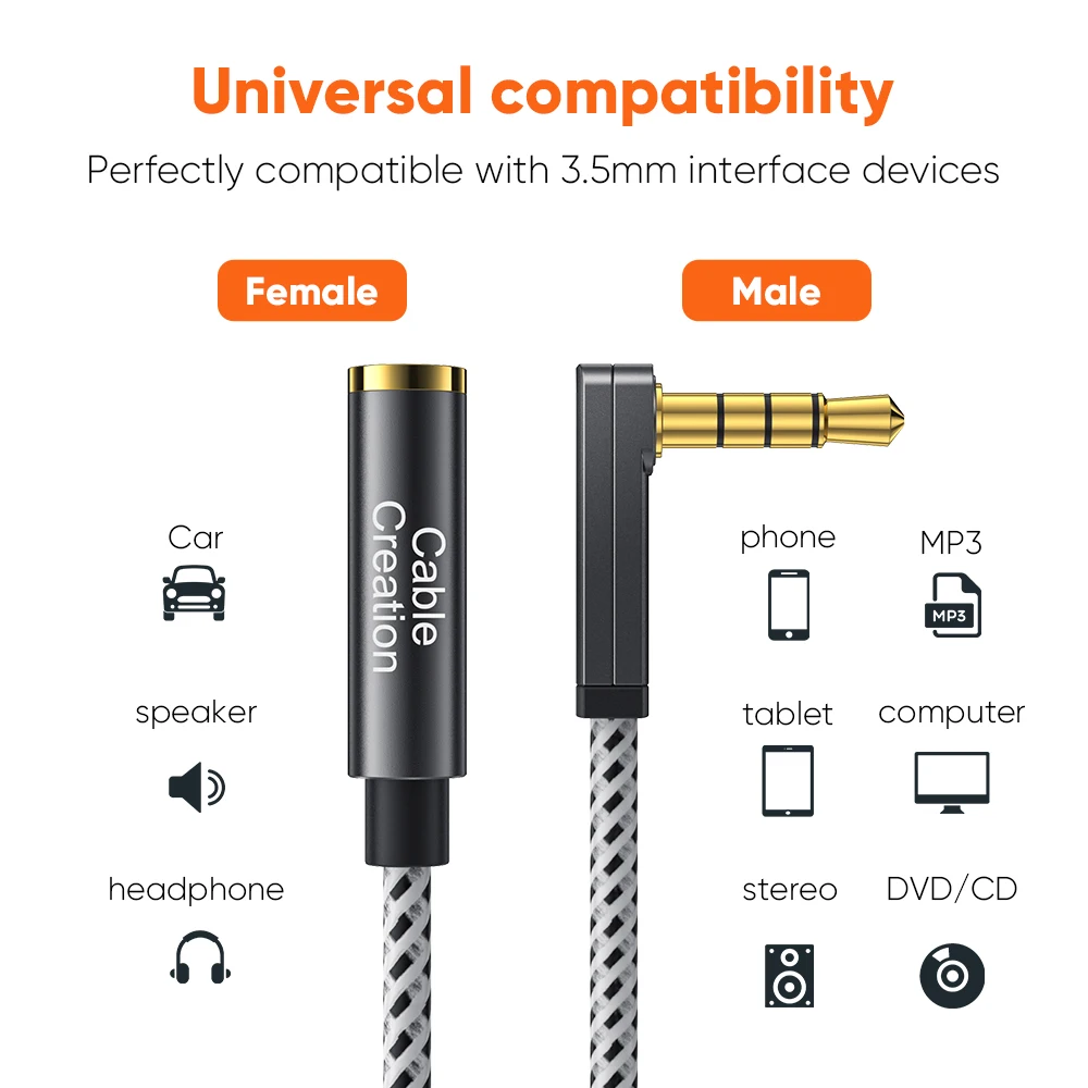 CableCreation 3.5mm Jack Male to Female Extension Cable with Microphone Stereo Audio Adapter for Xiaomi Redmi 5plus PC Headphone