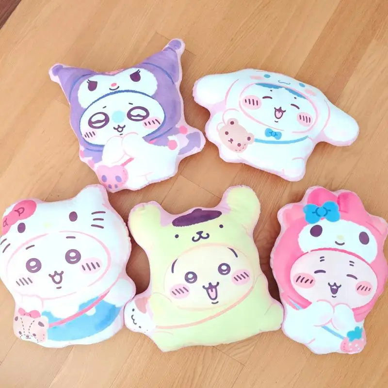 

Cartoon Figure Chiikawa Hachi transforms into HelloKitty Melody Kuromi plush doll throw pillow sofa cushion toy birthday gifts