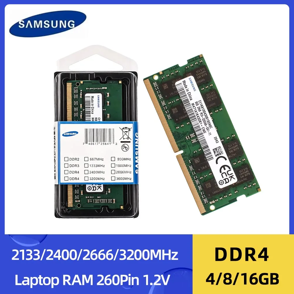 Memoria RAM para Portátil SAMSUNG DDR4 4GB 8GB 16GB 3200MHz 2666Mhz 2400MHz 2133MHz SODIMM PC4-2133P 2400T 2666V 3200AA para Computadora Portátil