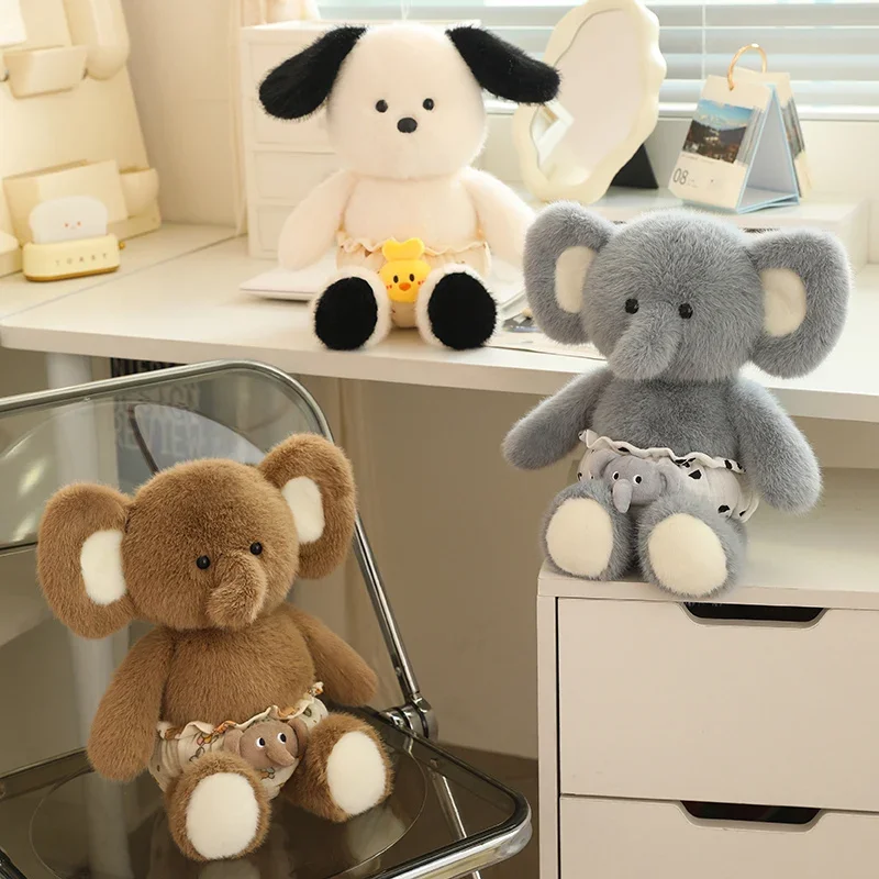 4- Soorten Super Leuke Cartoon Dieren Knuffels Zachte Pluizige Knuffelbare Schapen Doggy Olifant Pop Zachte Warme Metgezel Voor Kinderen