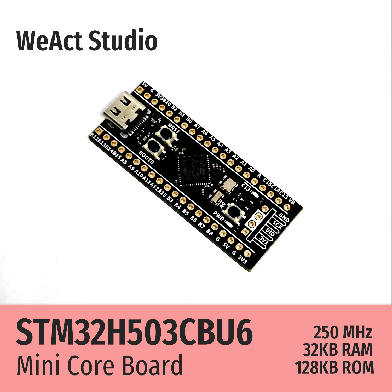 Weactコアボード,デモボード,stm32h503cbu6,stm32h503cb,stm32h503,stm32h5,stm32