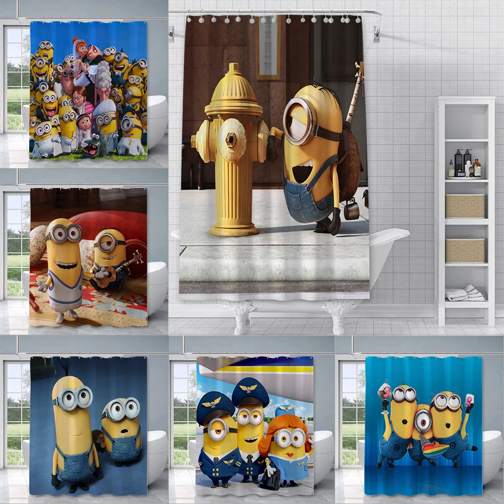 Hot S-Minions Cartoon Shower Curtain Waterproof Polyester Fabric Paint Colorful Bath Curtains Home Bathroom Curtain With Hook