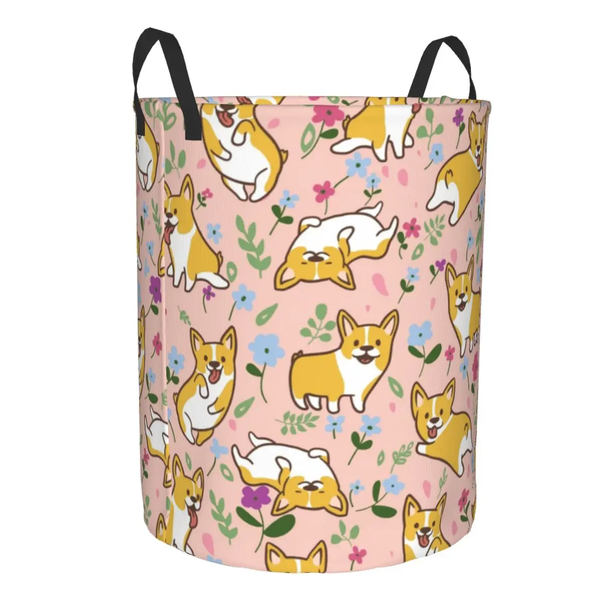 Custom Cute Corgi Puppy Laundry Basket Collapsible Clothing Hamper Toys Organizer Storage Bins