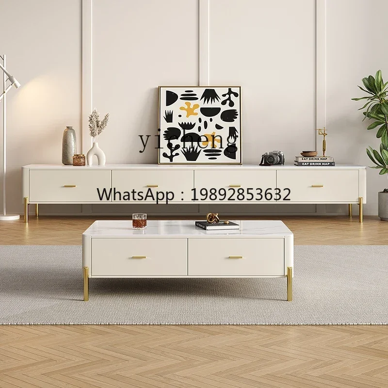 

XLL Italian light luxury rock slab coffee table TV cabinet combination modern simple living room minimalist