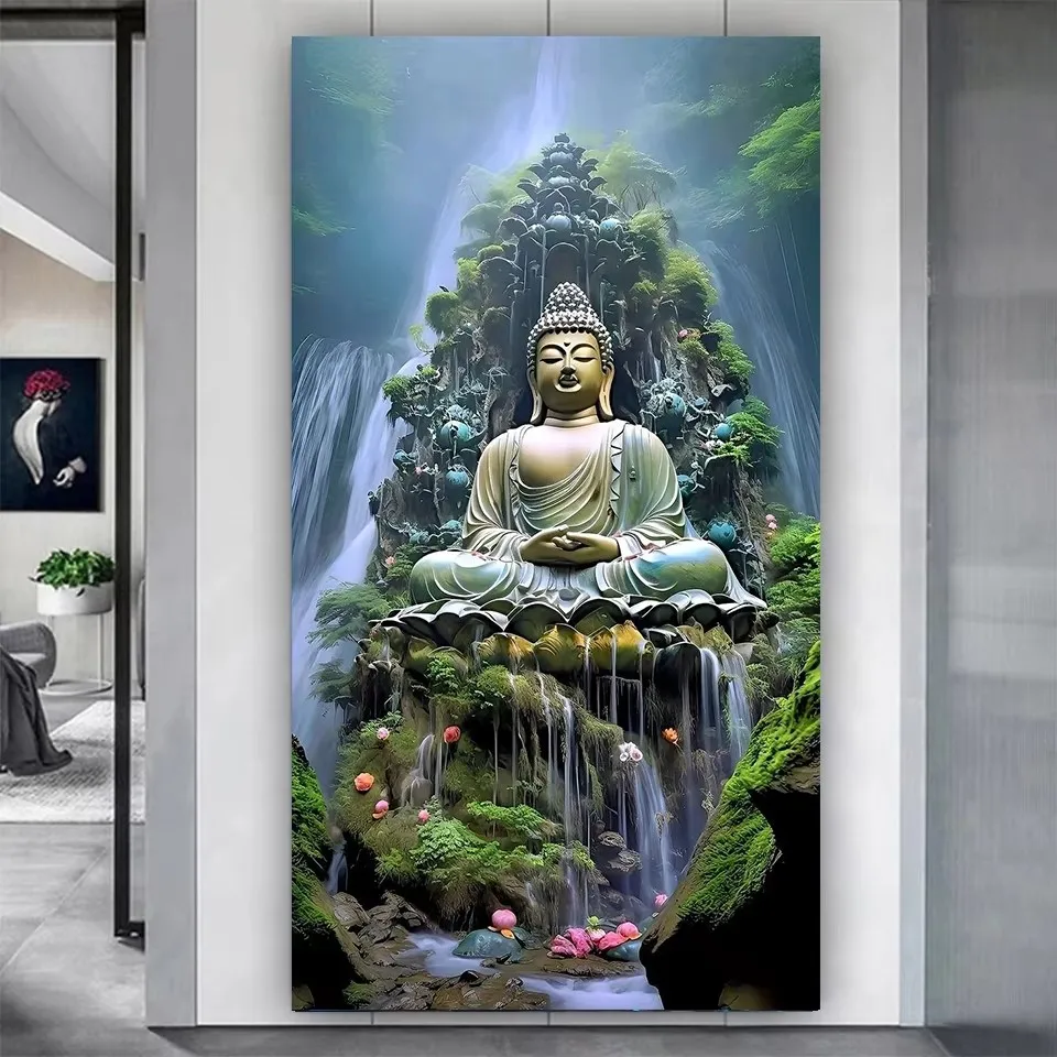 

5D DIY Diamond Painting Kit Buddha Tiger Diamond Embroidery Waterfall Religion Art Full Square Round Cross Stitch Rhinestone