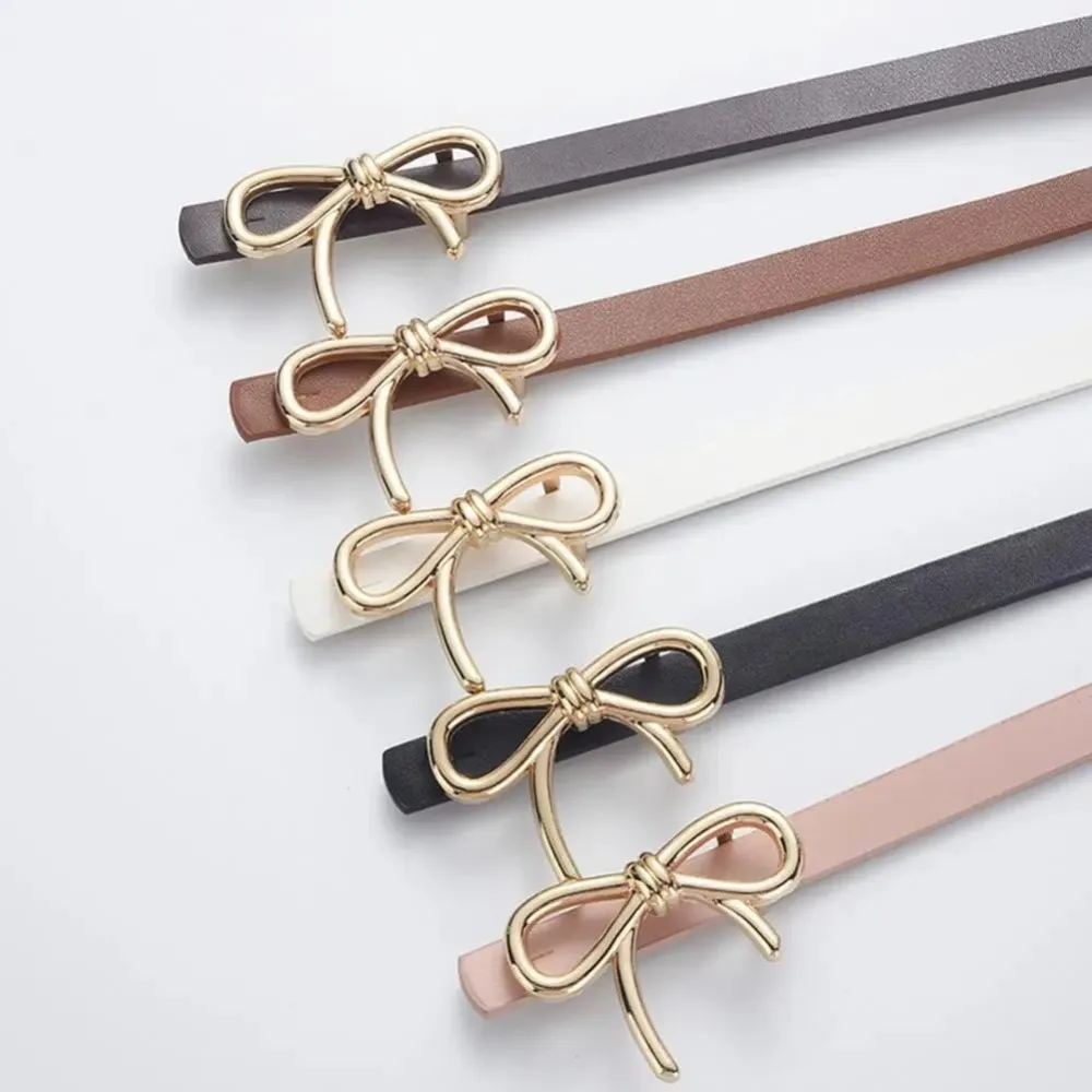 

PU Leather Bowknot Element Belt Casual All-match Trouser Belt Trendy Classic Style Waist Decoration