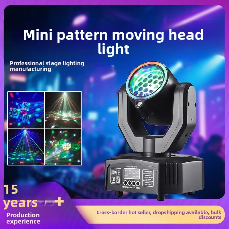 

Mini Gobo Moving Head Light with Remote, RGB Laser Stage Lamp for KTV Bar Live Stream Party