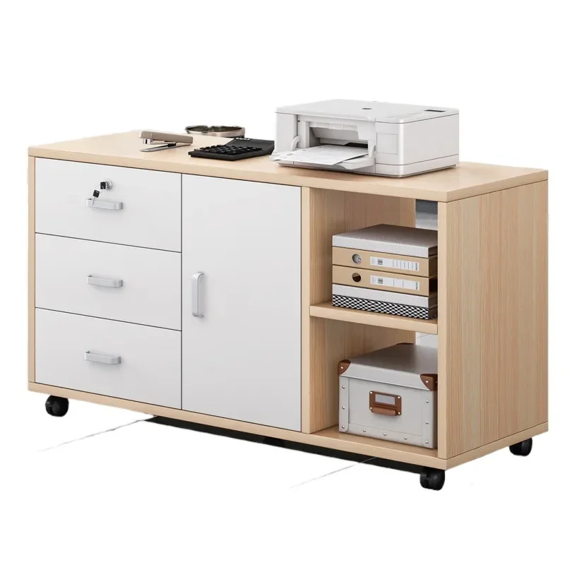 for Wooden File Cabinet with Lock Low Office Data Storage Locker Simple Modern Partition Ground Cabinet Tea Side Table