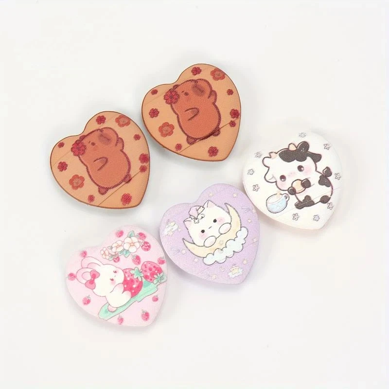 10 stuks bedrukte hart mini-vingerpoederdonsjes - water uitbreidbaar nat en droog tweeërlei gebruik voor make-up cosmetica-toepassing