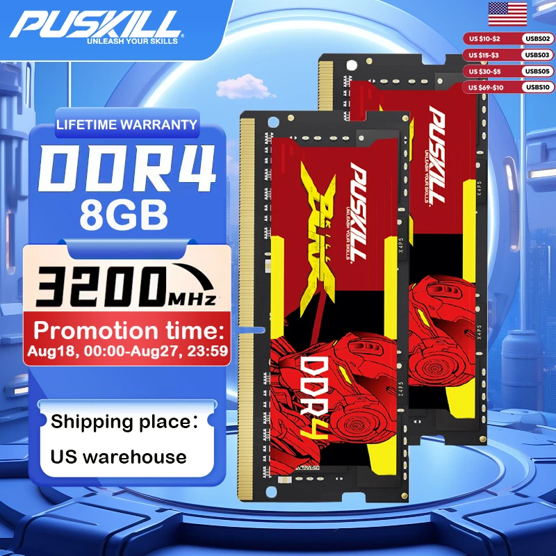 

PUSKILL DDR4 ноутбук геймерская память Ram 2x8 ГБ 3200 МГц 2666 МГц 1,2 В 260 контактов Sodimm для памяти ноутбука