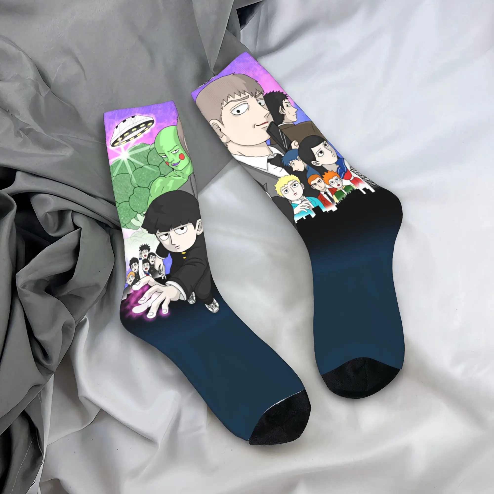 mob psycho 100  Socks  Trendy Stockings Winter Anti Sweat Couple Socks High Quality Printed Skateboard Socks