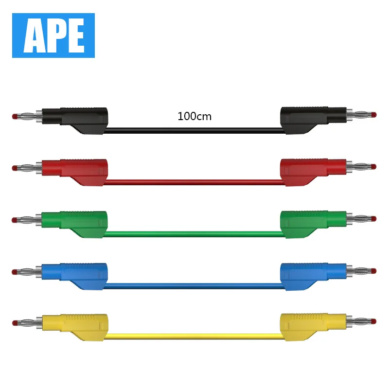 5pcs Multi-meter Test Leads Cable Wire Line 1 m Security Banana Plug 4 mm 5 colors Test Tool DIY