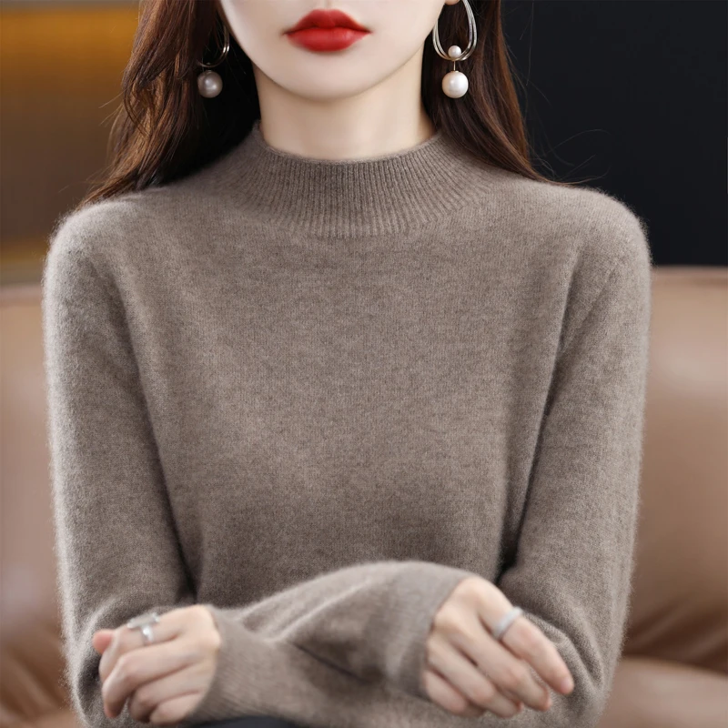 100% merino wool cashmere sweater ladies\' sweater turtleneck long-sleeved pullover for autumn and winter warm pullover top