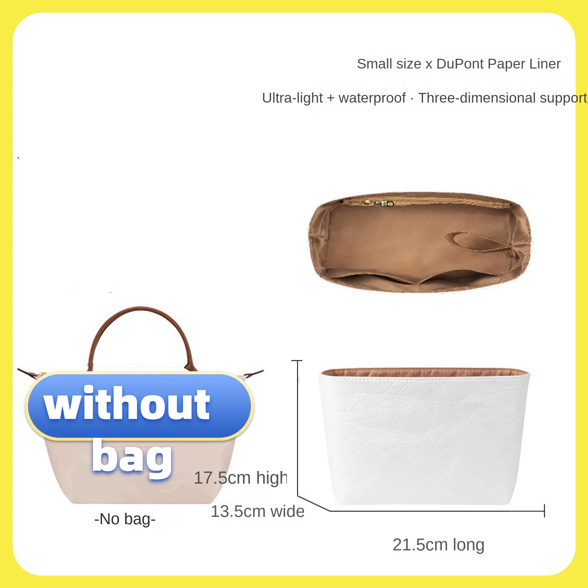 Inner bag mini dumpling bag small size medium size  DuPont paper bag organizer storage for women's bag