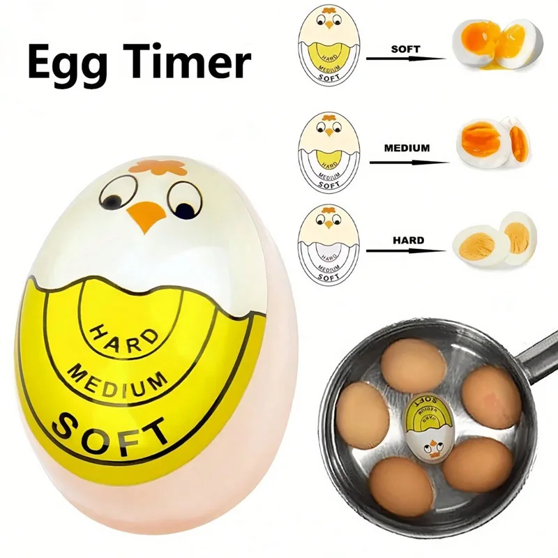 1 Color Changing Timer, Hard/Medium Soft/Soft Doneness Indication with Cute Cartoon Face, Kitchen Tools, Suitable Boiling Eggs