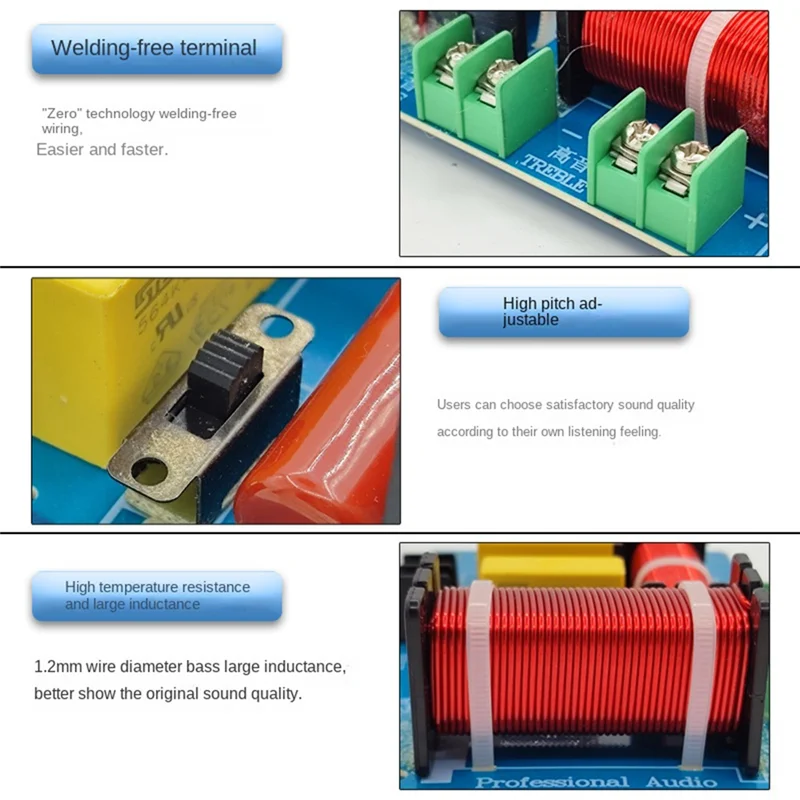 2 Piece PA-2A 2 Ways Speaker Crossover Treble + 450W Pure Bass Subwoofer Frequency Divider Filters DIY Blue DIY For Home